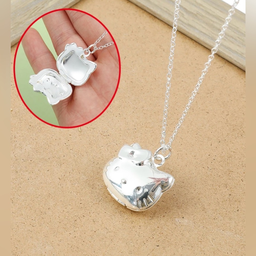 New Hello Kitty Silver Locket Necklace